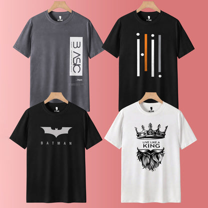 Mens Combo Pack Half Sleeve Simple Printed T-shirts Multicolors
