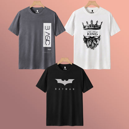 Mens Combo Pack Half Sleeve Simple Printed T-shirts Multicolors
