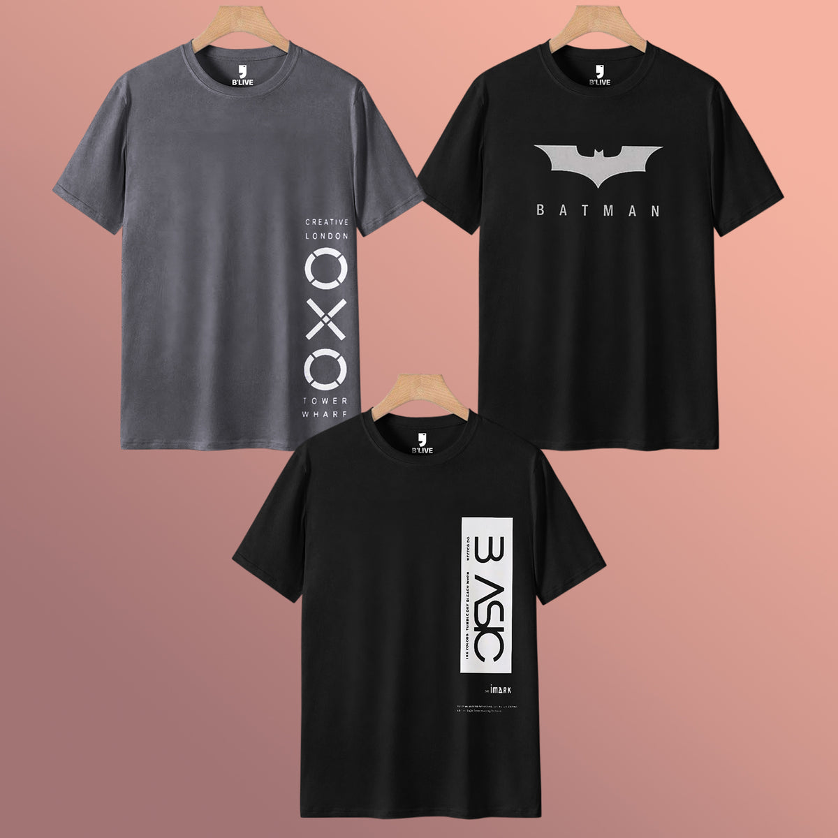 Mens Combo Pack Half Sleeve Simple Printed T-shirts Multicolors