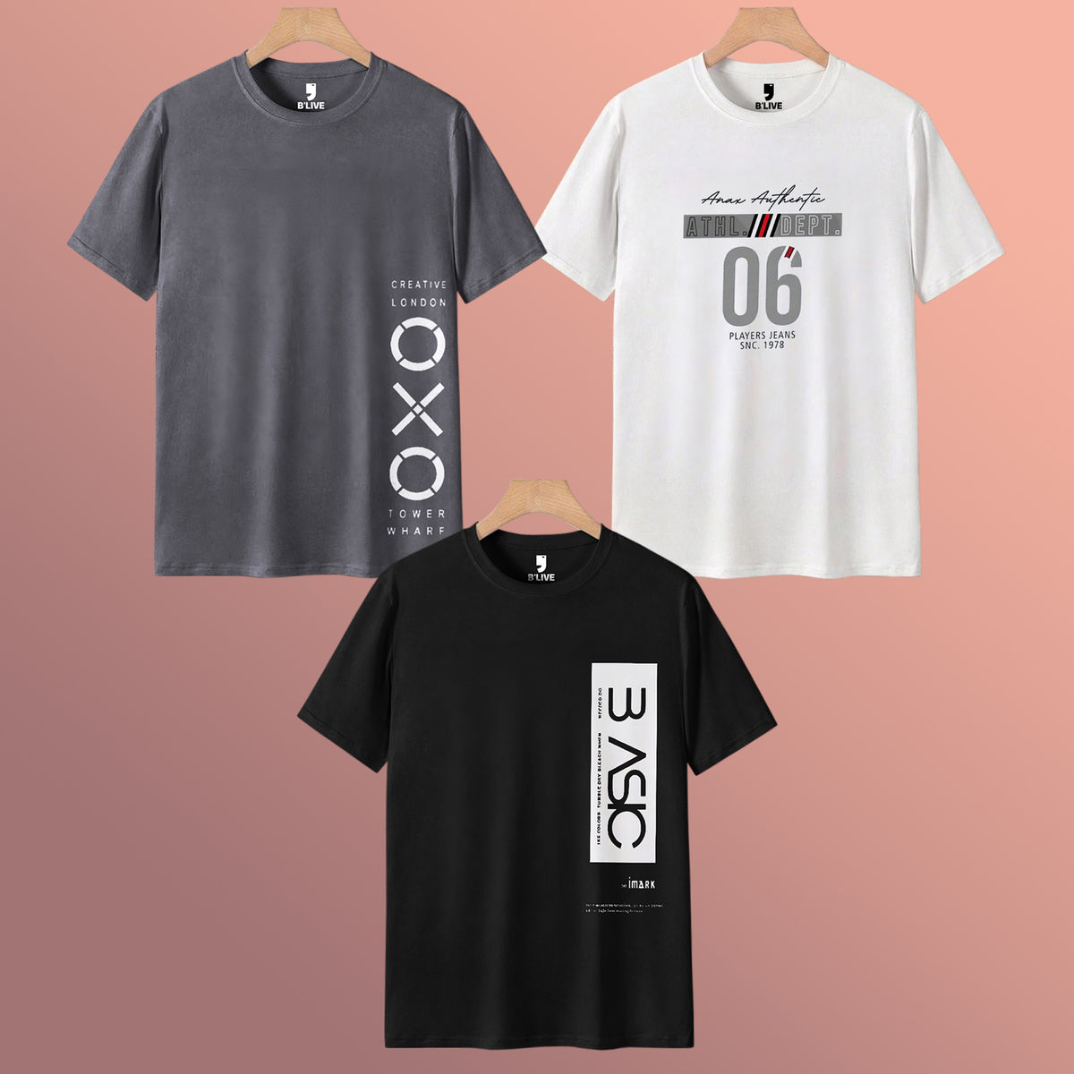 Mens Combo Pack Half Sleeve Simple Printed T-shirts Multicolors