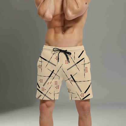 Mens Abstract Printed Shorts Beige