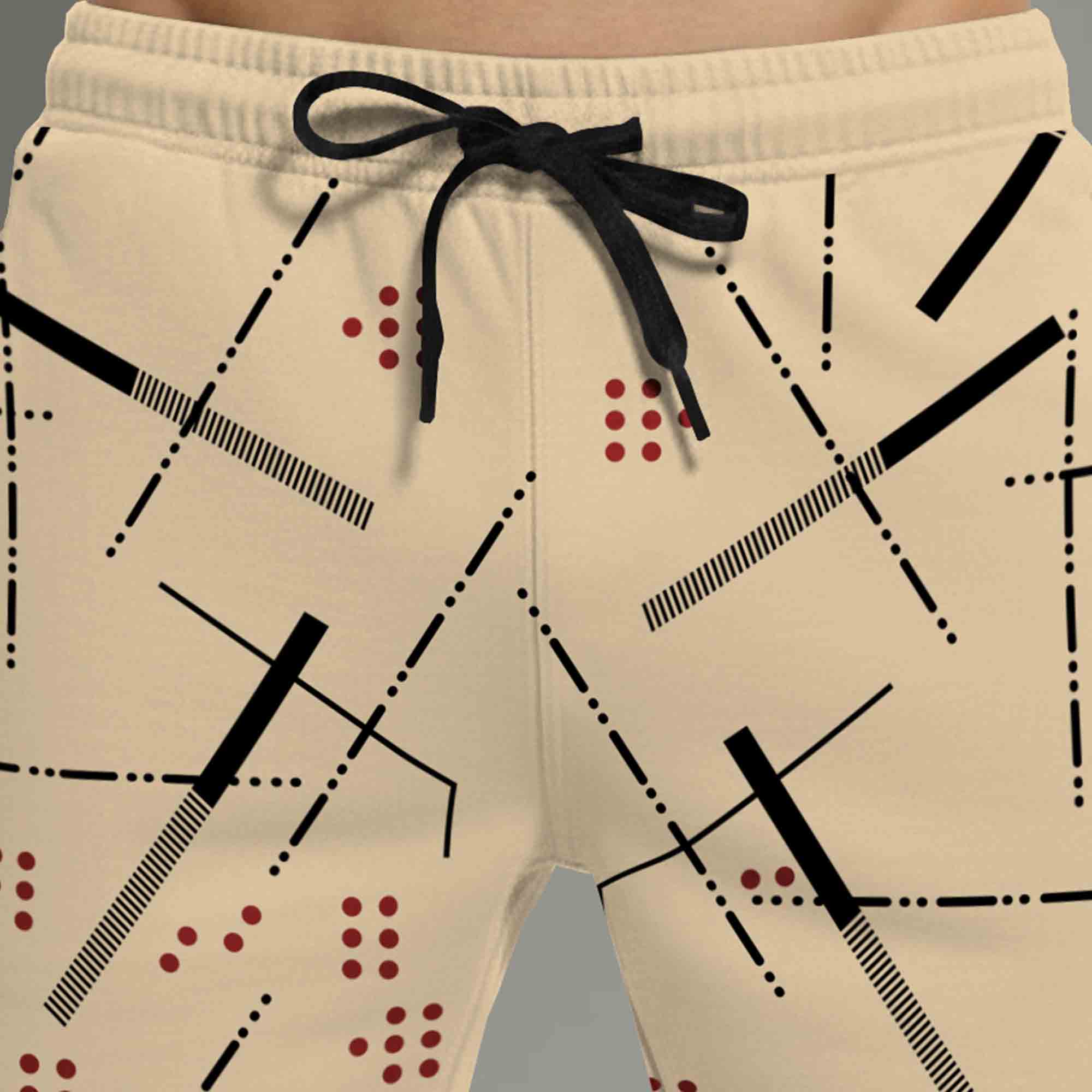 Mens Abstract Printed Shorts Beige