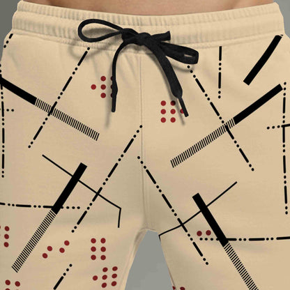 Mens Abstract Printed Shorts Beige