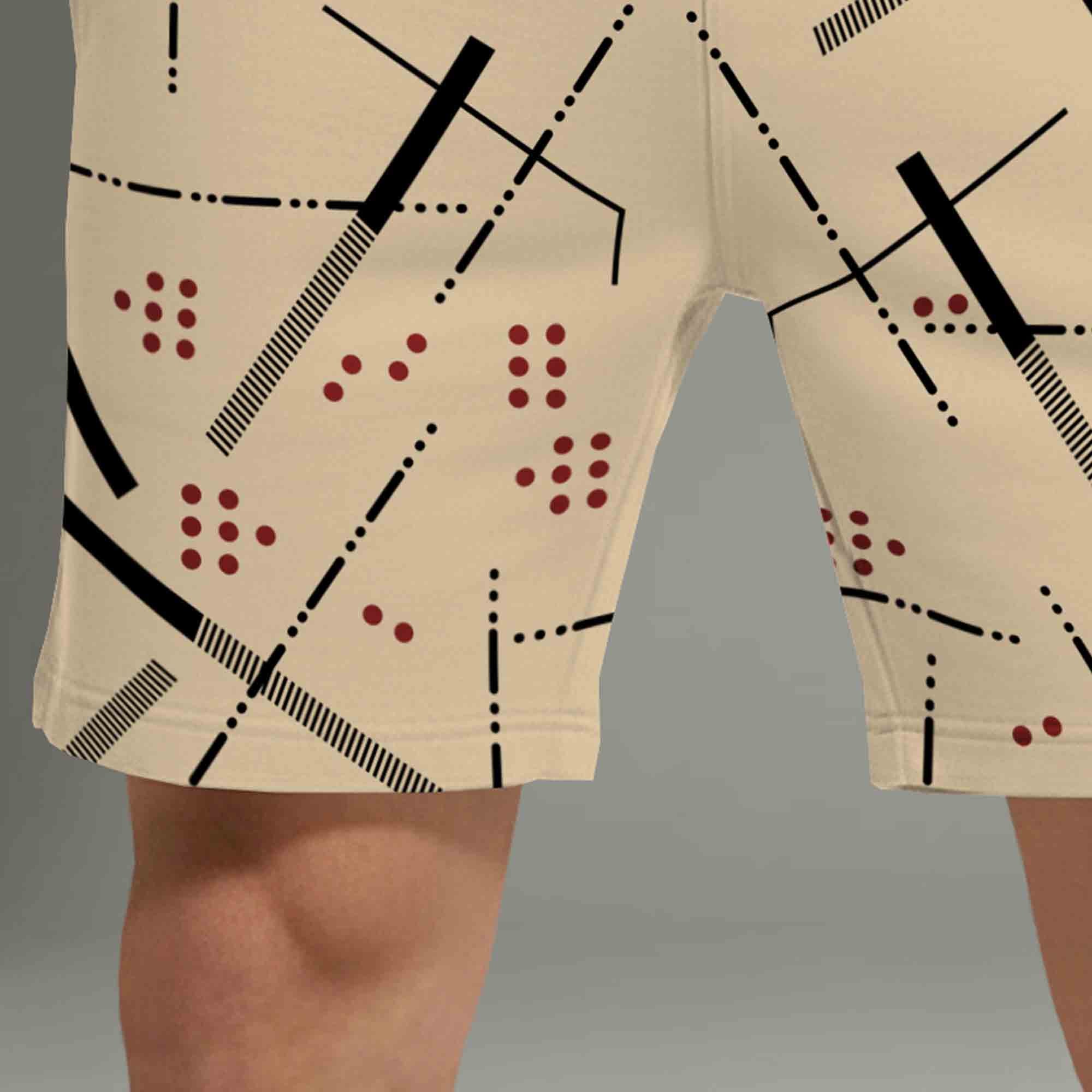 Mens Abstract Printed Shorts Beige