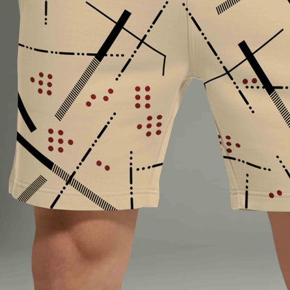 Mens Abstract Printed Shorts Beige