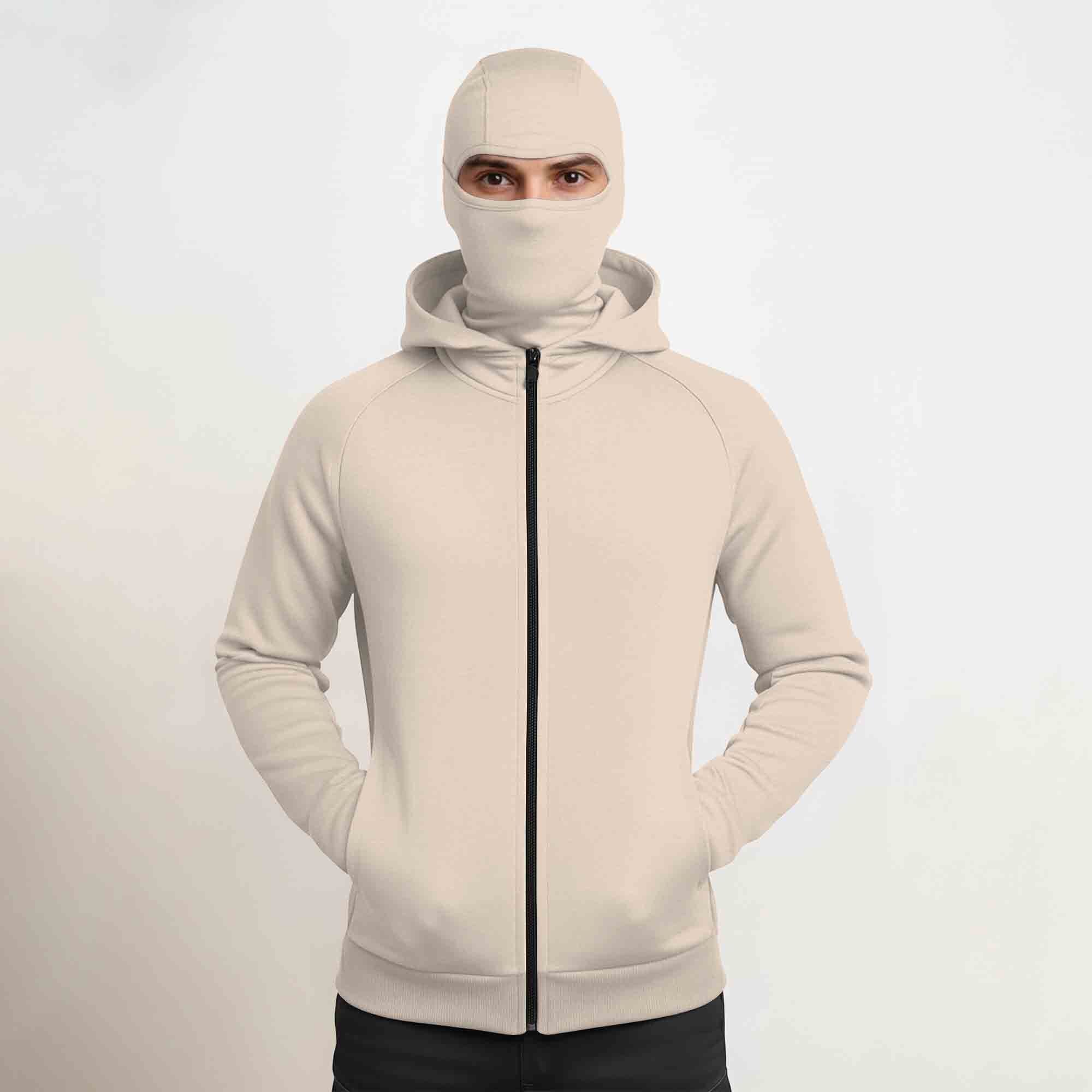 Plain Hoodie with Face Mask Zip-Up Jackets