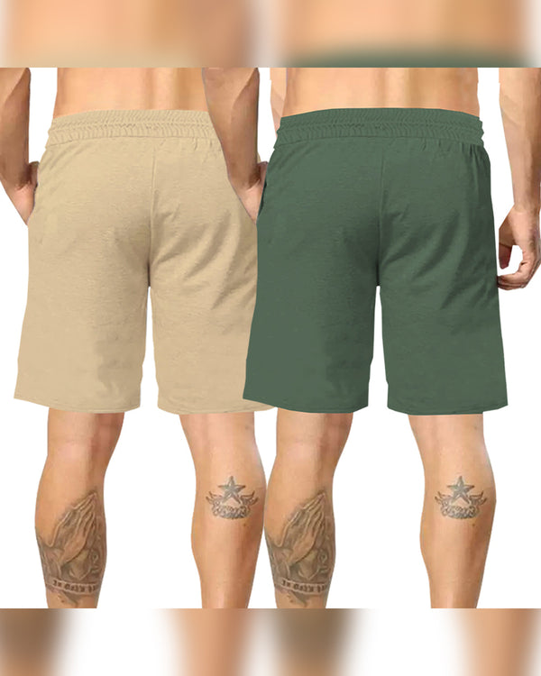 mens short-PACK OF 2-Beige-olivegreen