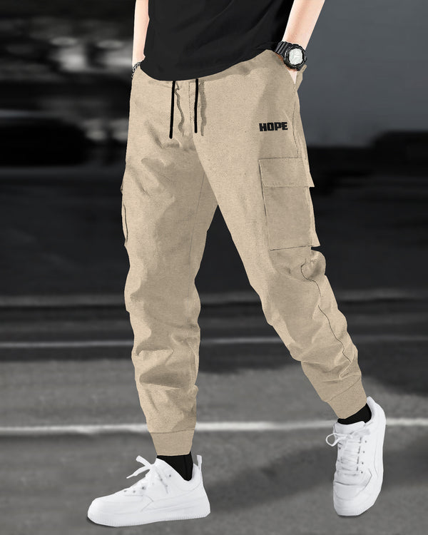 Men Solid Beige Designer Cargo Pant