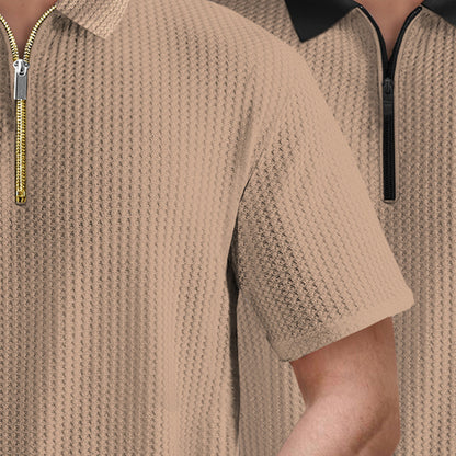 (Pack Of 2) Polo Waffle Beige Textured T-shirts