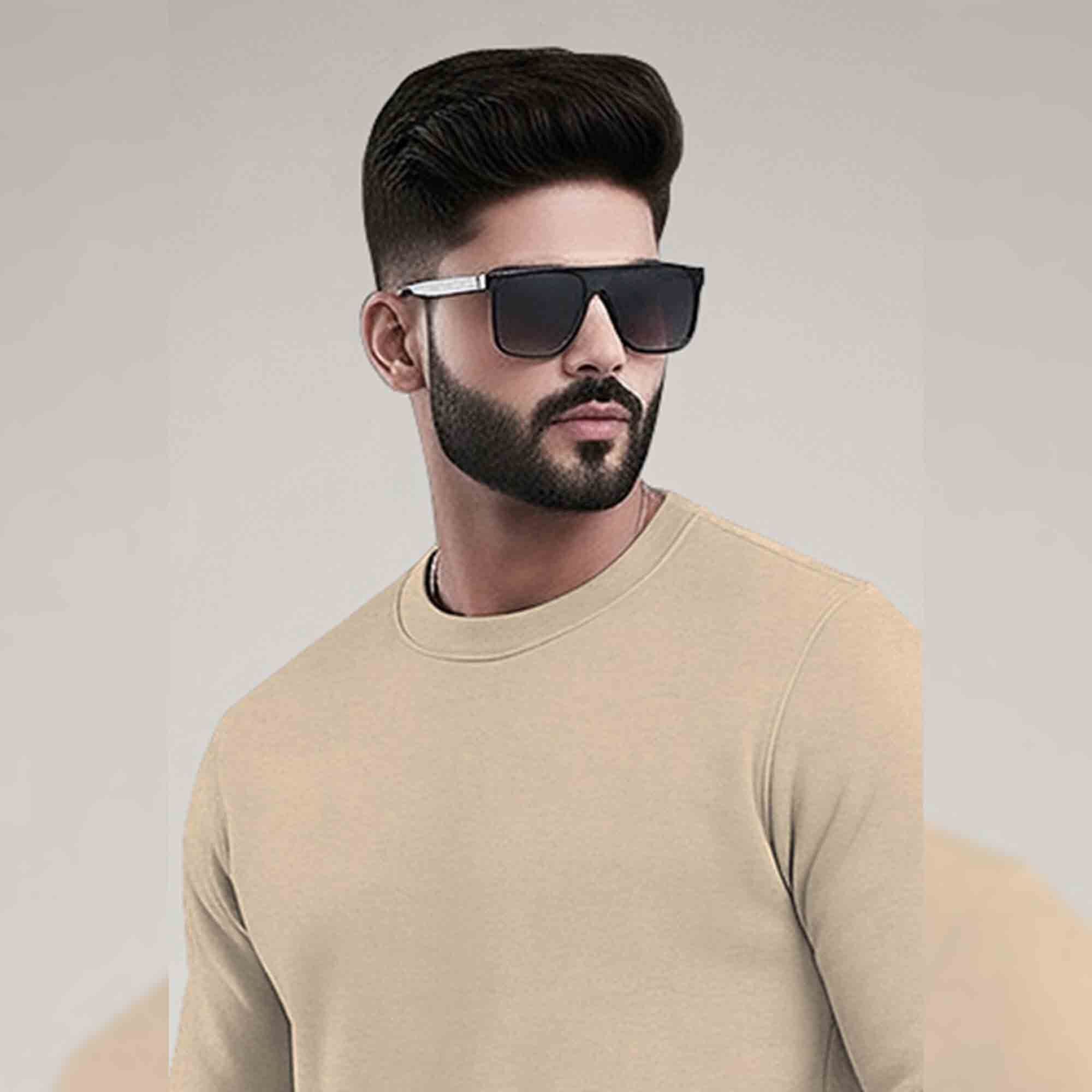 PLAIN BEIGE MEN REGULAR FIT CASUAL SWEATSHIRT