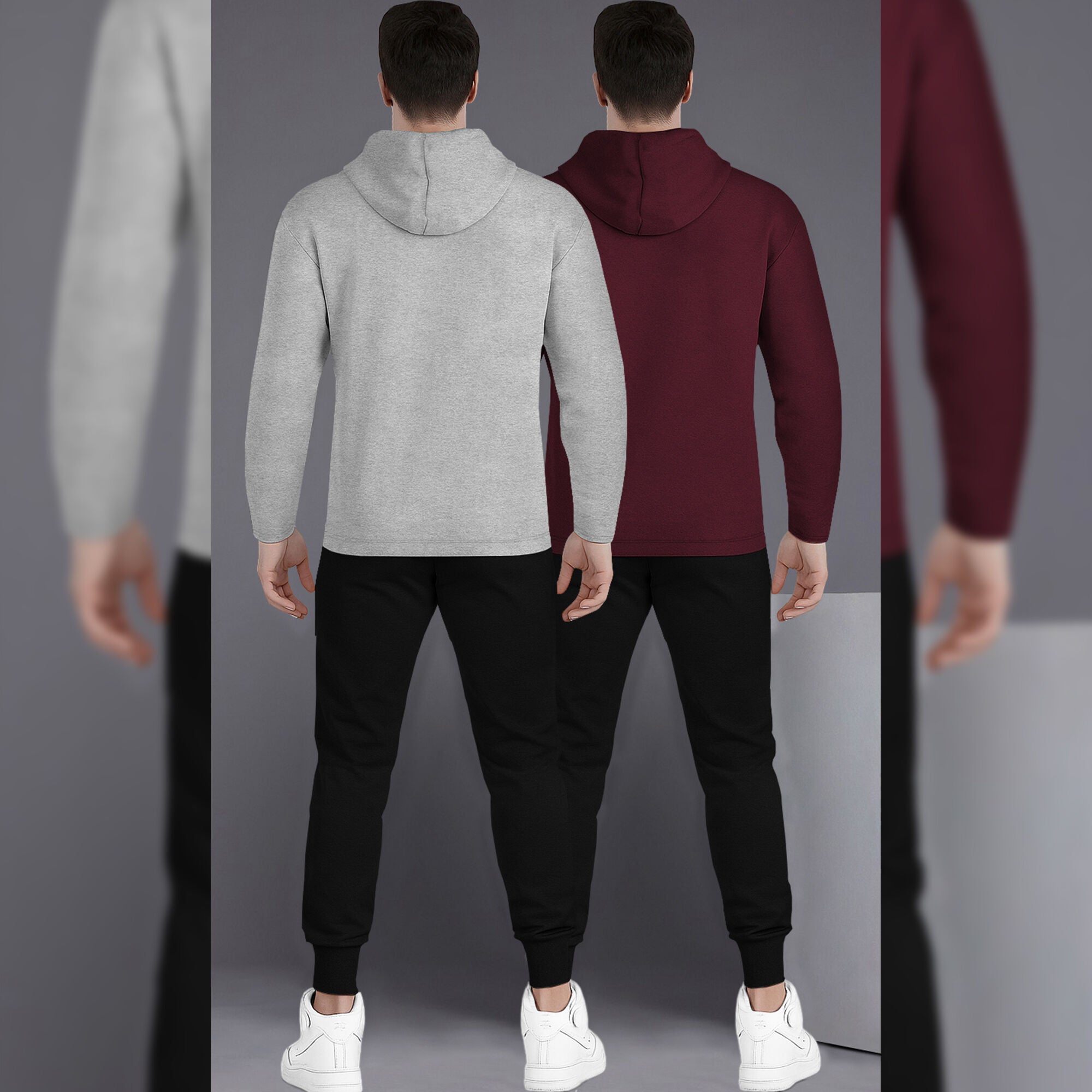 (Pack Of 2) Printed Tracksuit For Men Grey & Maroon