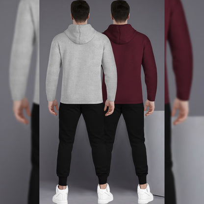 (Pack Of 2) Printed Tracksuit For Men Grey & Maroon
