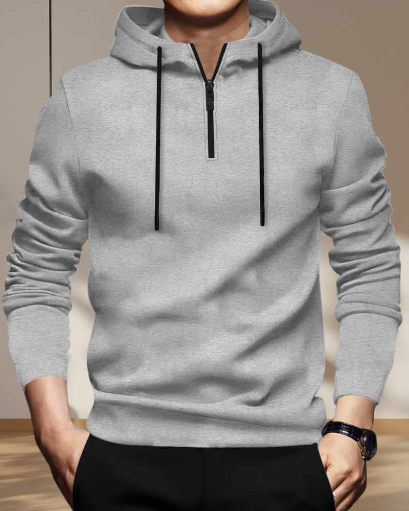 Men Plain Full Sleeve Hooded Zip T-shirt - 3 Variants