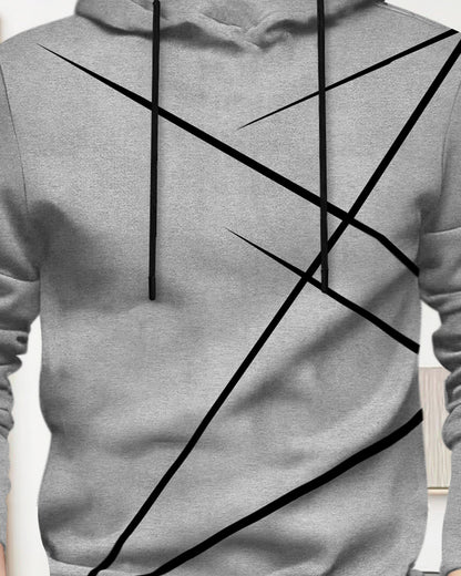 Mens Full Sleeve Hooded Neck Printed T-shirt Grey