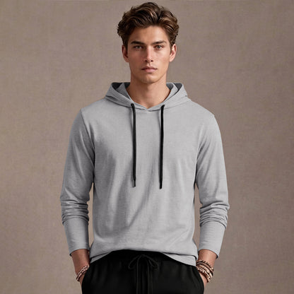 Grey Hooded Full Sleeve T-shirt with Black Trackpant Tracksuit