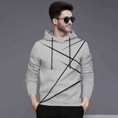 Full Sleeve ZigZag Parttern Grey T-shirt With Matching Trackpant