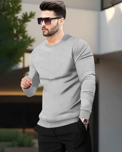 Mens Tracksuit - Full Sleeve Grey t-shirt / Black Trackpant