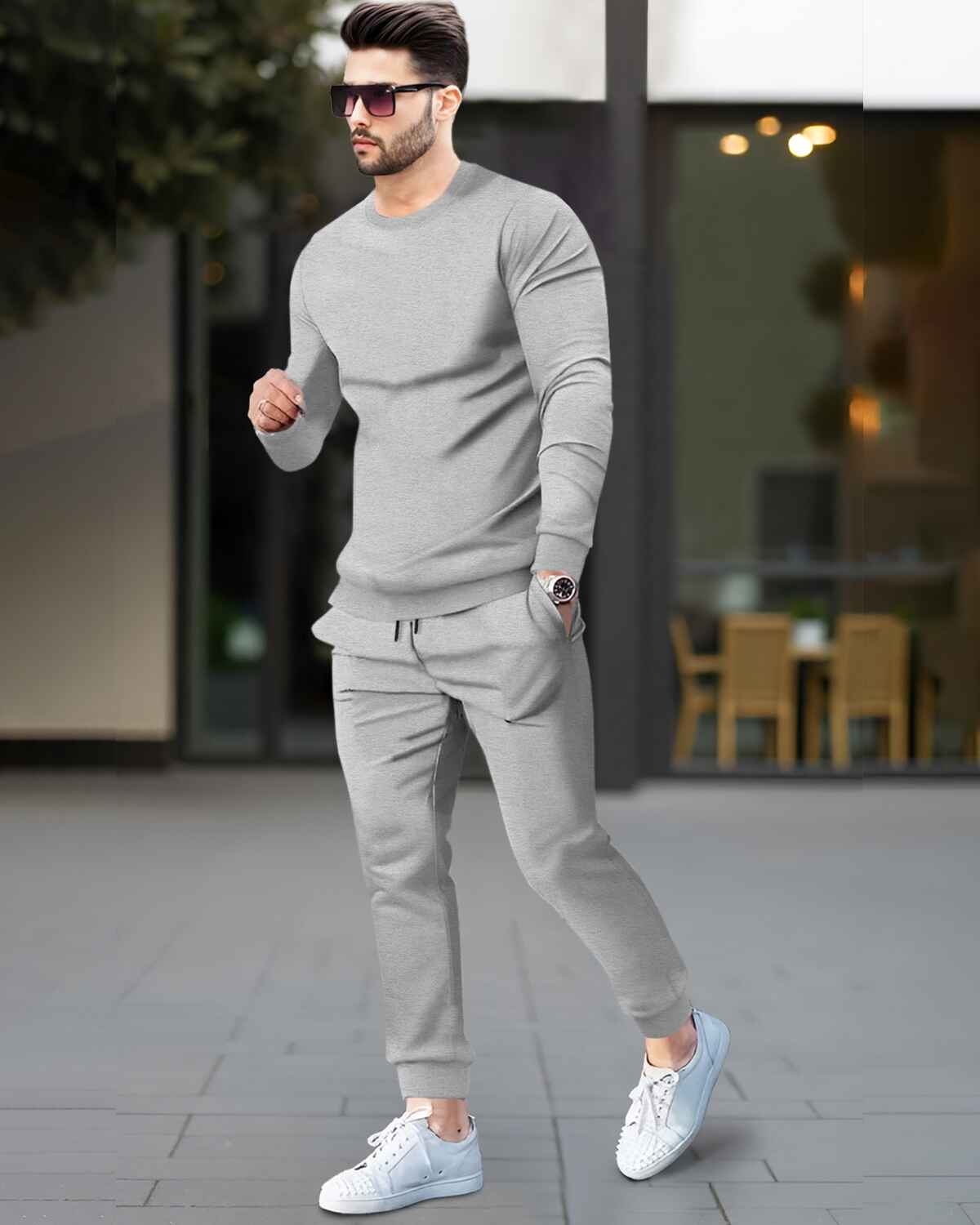 Mens Tracksuit - Full Sleeve Grey t-shirt / Grey Trackpant