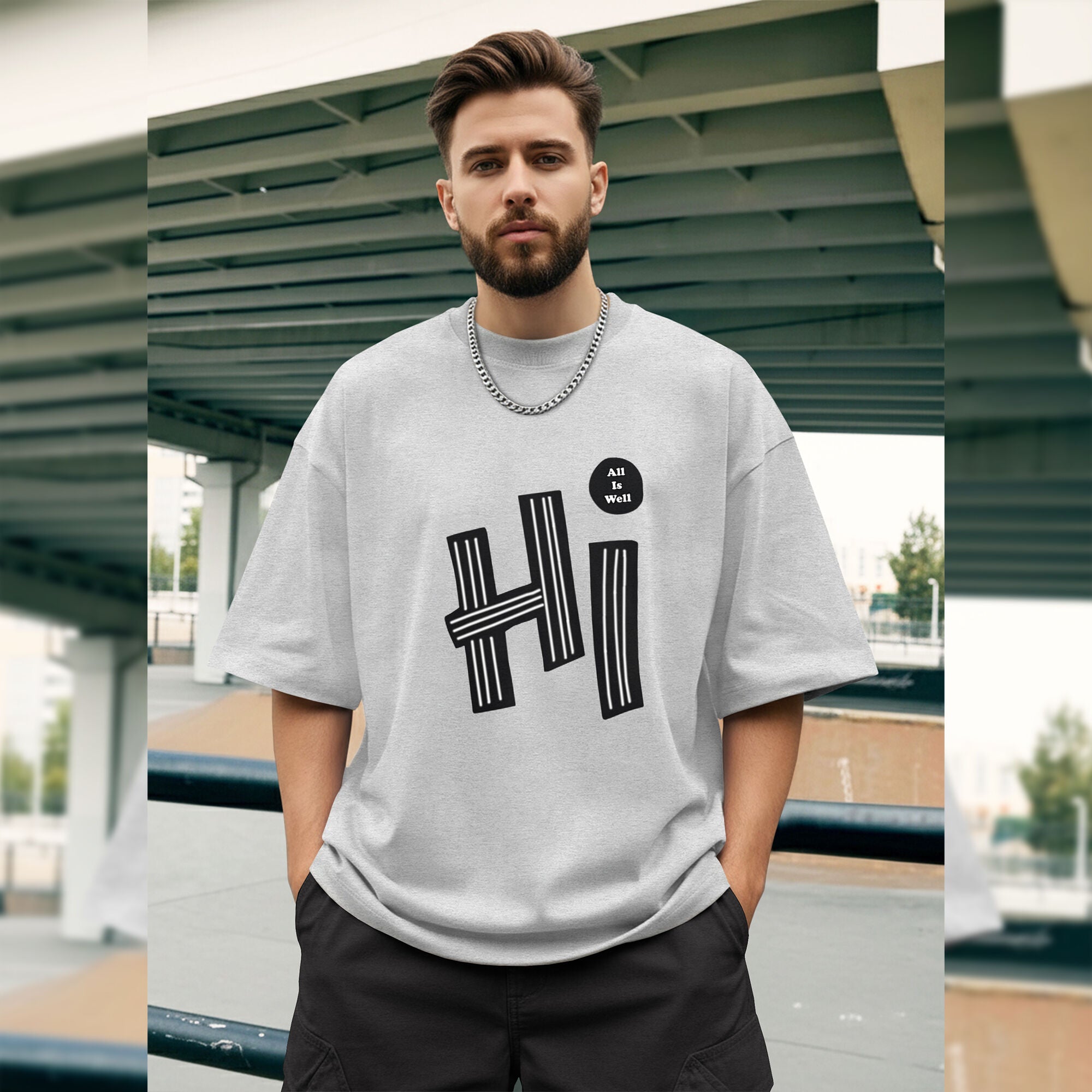 Mens Loose Fit Baggy T-shirt Grey