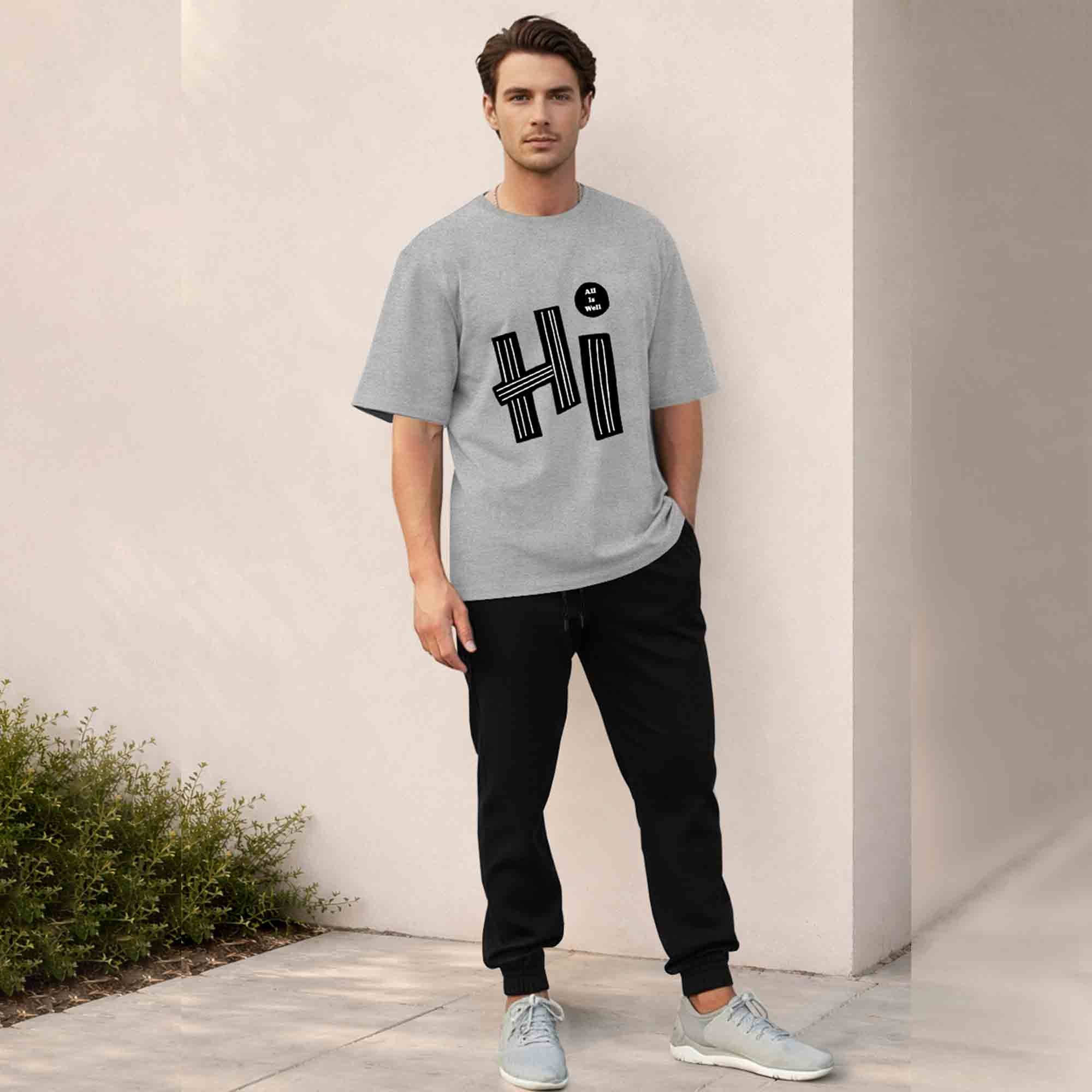 Men Outfit Set - Oversized Printed T shirts & Plain Track Pants - 13 Variants
