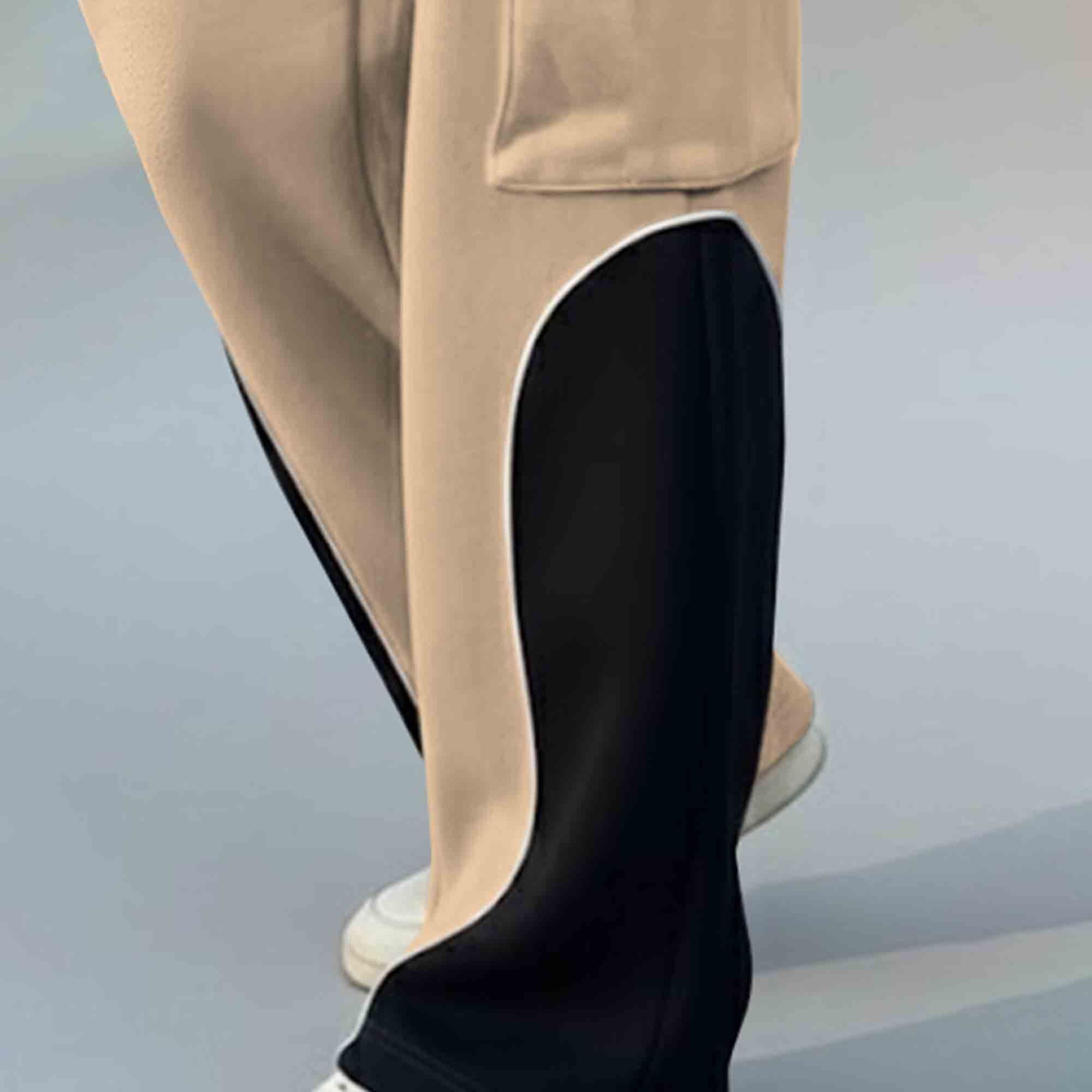 Men 4 Pockets Dual Color Baggy Cargo Pant Black & Beige