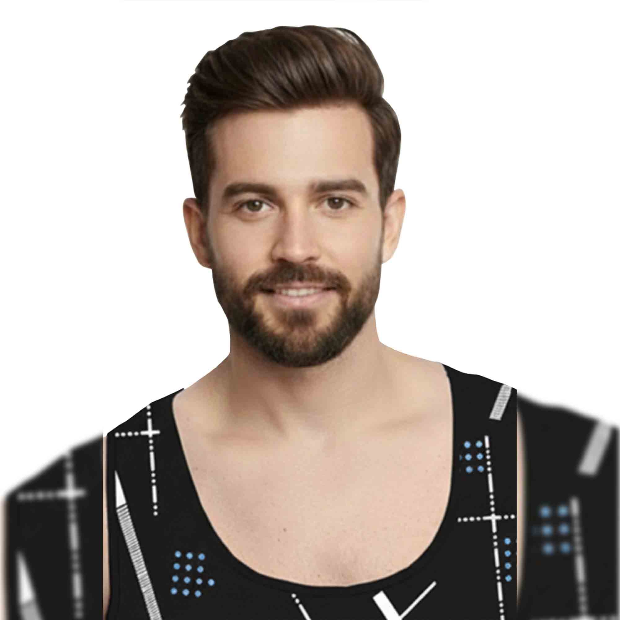 Men Sleeveless Abstract Printed Black Vest