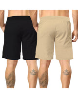 mens short-PACK OF 2-Beige-black