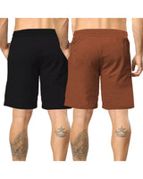 mens short-PACK OF 2-Black-brown