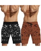 mens short-PACK OF 2-Black-brown