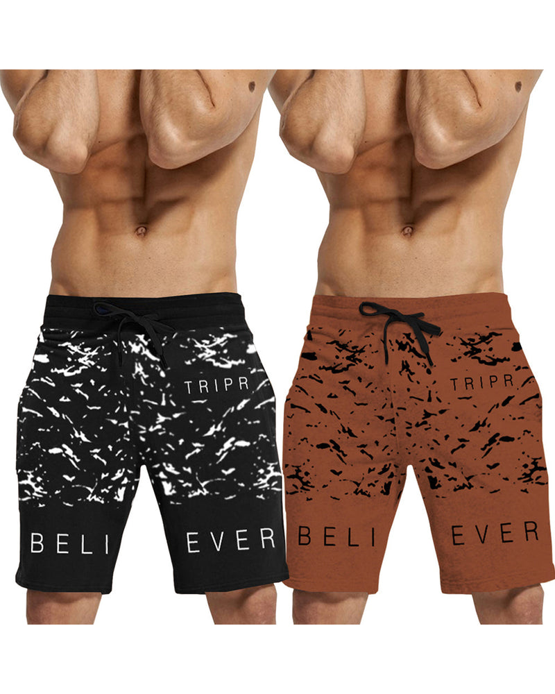 mens short-PACK OF 2-Black-brown