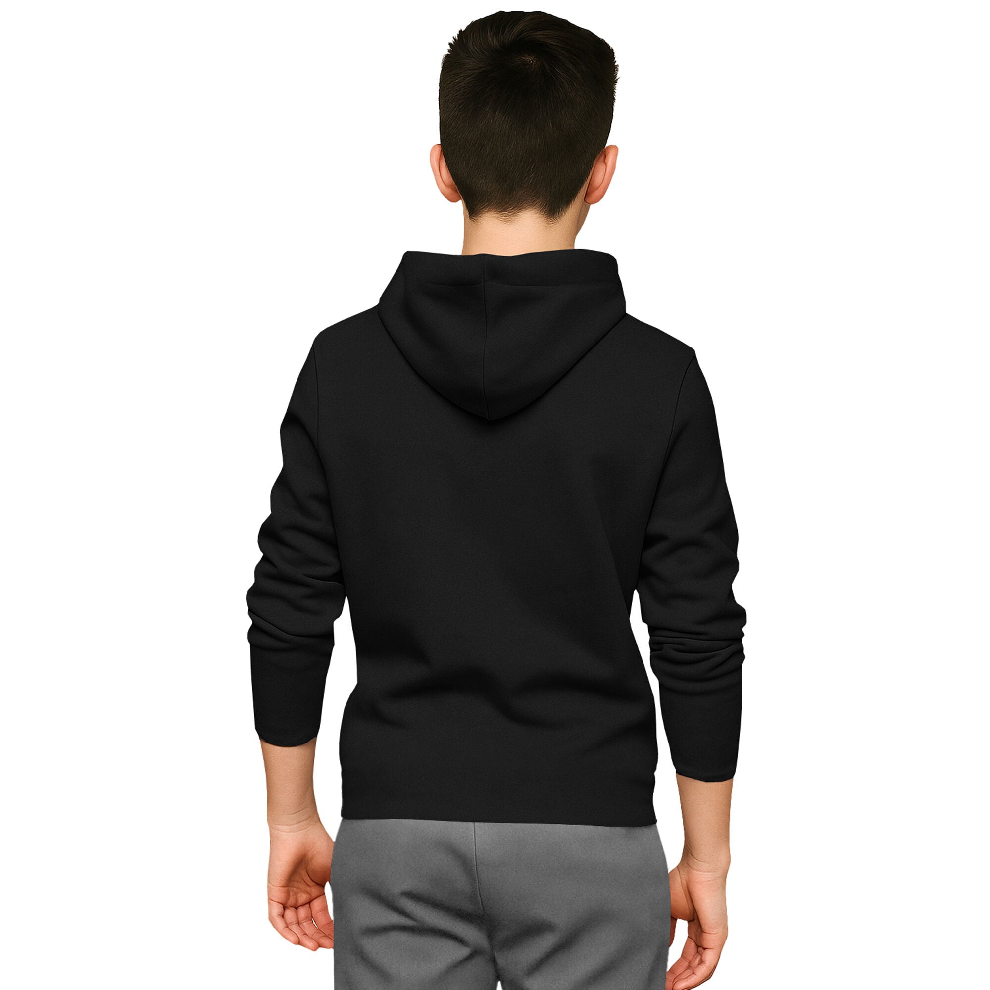 Boys Full Sleeve Black Zig Zag Graphic Printed  Hooded T-shirt