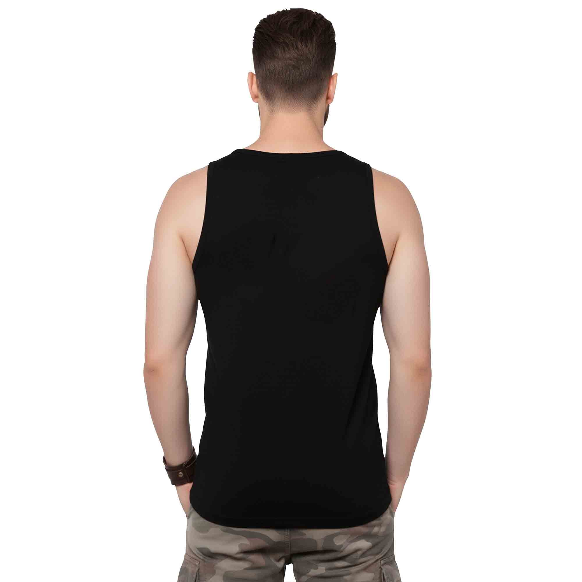 Men Printed Black Tank Top Vest