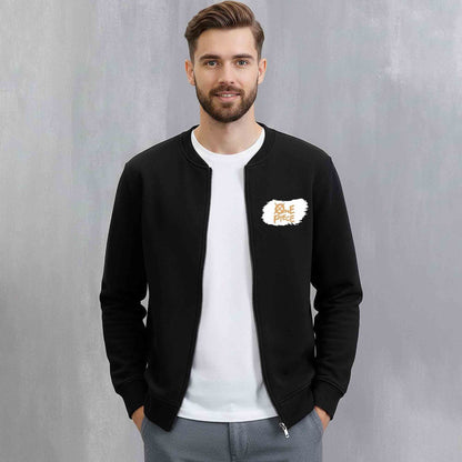 Mens Trendy Anime Design Printed Round Neck Jacket Black