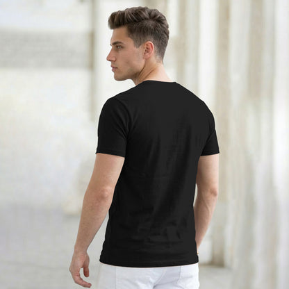 (Pack Of 1) Men Half Sleeve Round Neck Plain Black T-shirt
