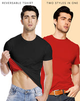 Red & Black Half Sleeves Reversible T-Shirt ( Pack of 1)