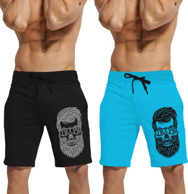 mens short-PACK OF 2-skyblue-black