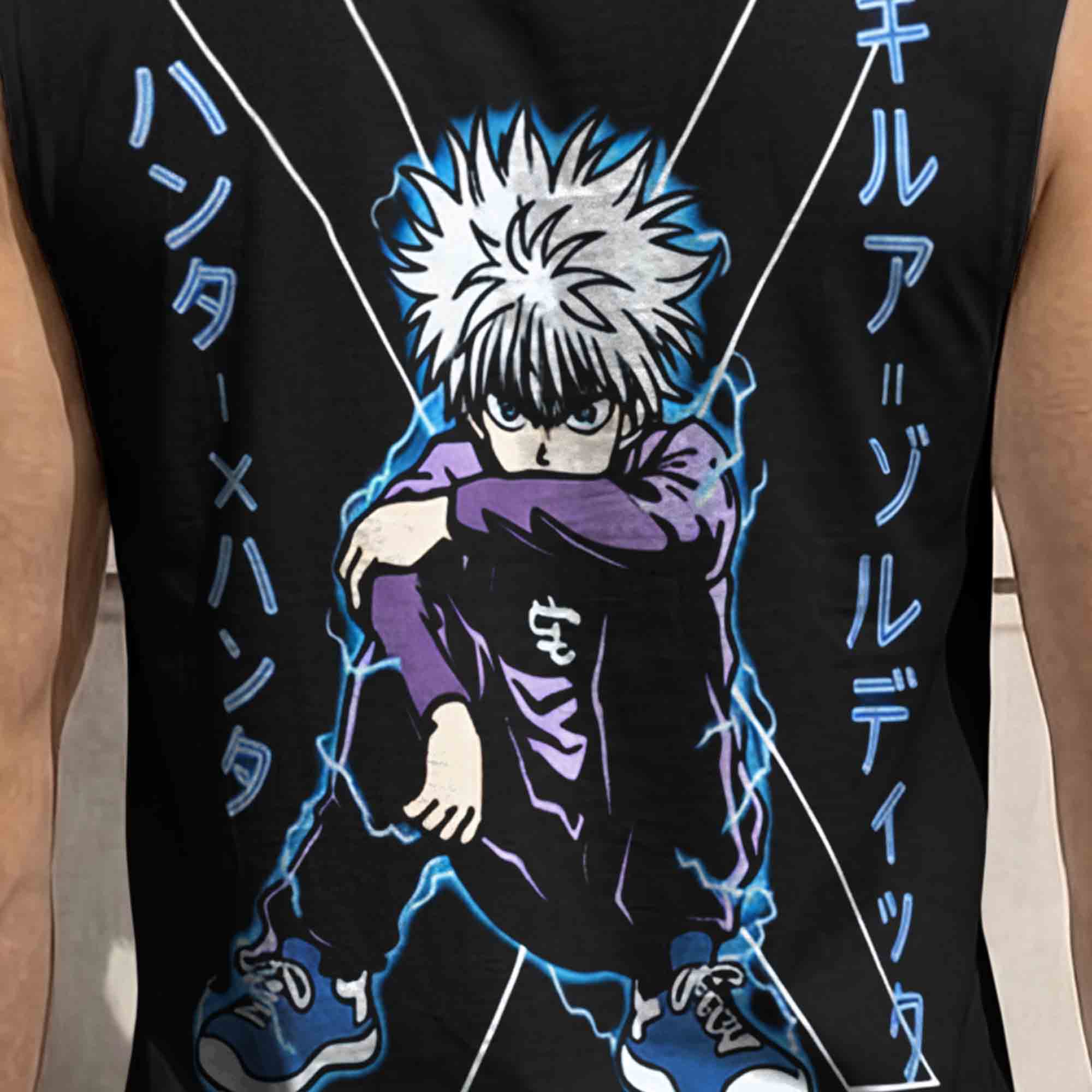 Men Back Printed Round Neck Vest Black