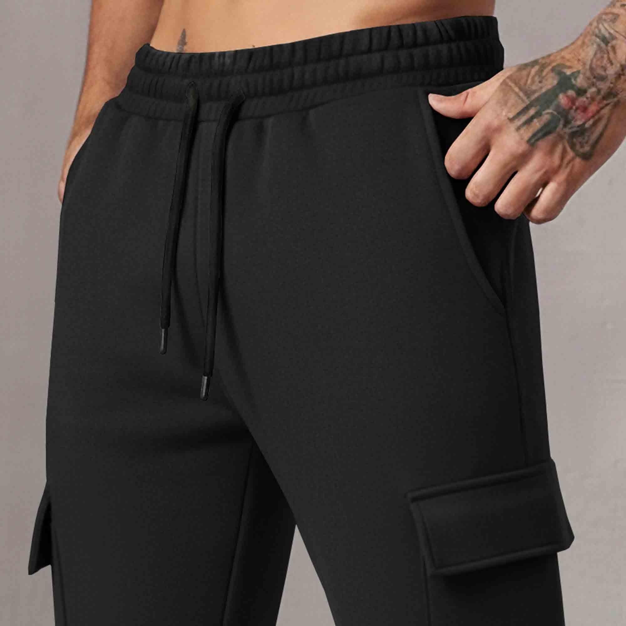 Mens Anime Printed 4 Pockets Cargo Jogger Black