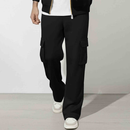 Out Fit Set Star Printed Round Neck Jacket & Plain Baggy Cargo Pant