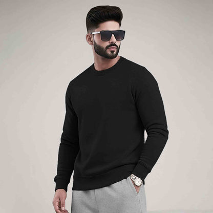MEN PLAIN REGULAR FIT ROUND NECK CASUAL SWEATSHIRTS - 7 COLORS