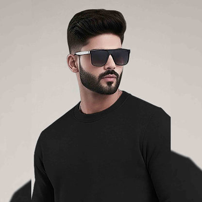 PLAIN BLACK MEN REGULAR FIT CASUAL SWEATSHIRT