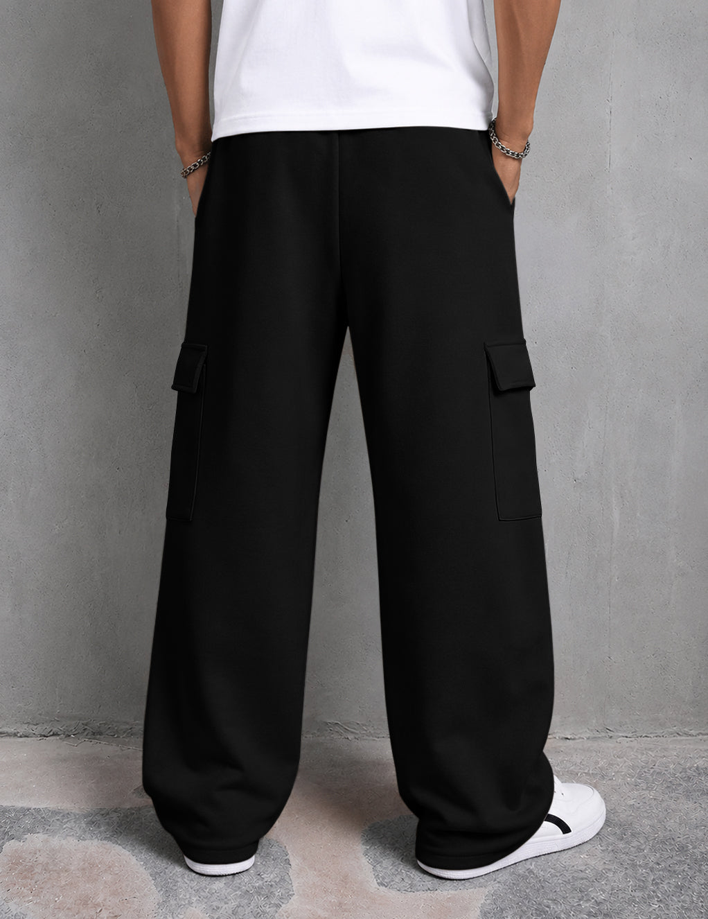 Mens Printed Baggy Cargo Black