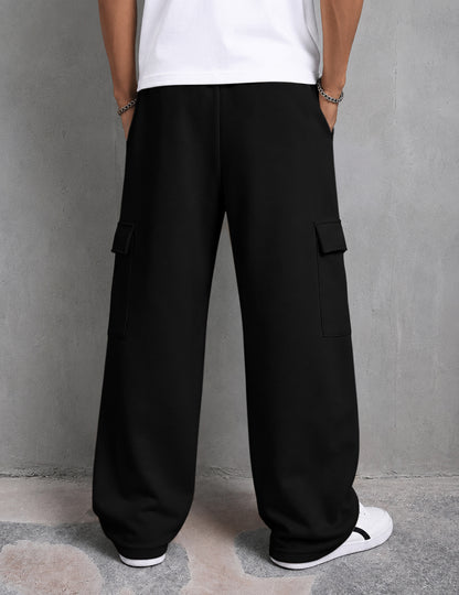 Mens Printed Baggy Cargo Black