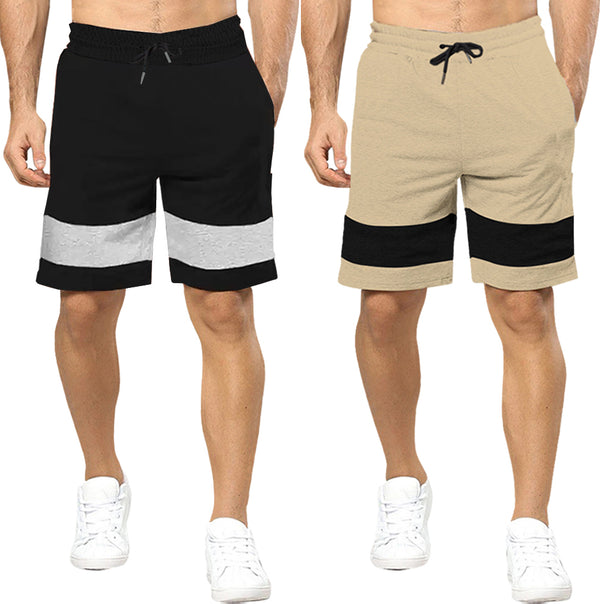 mens short-PACK OF 2 - BLACK -BEIGE