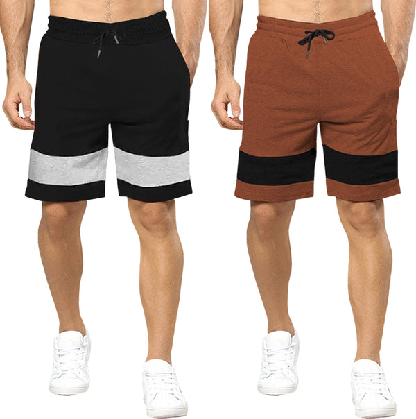 mens short-PACK OF 2 - BLACK-brown