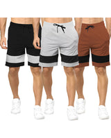 mens short-PACK OF 3-brown-black-grey