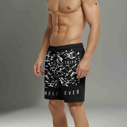 Printed Men Black Regular Shorts