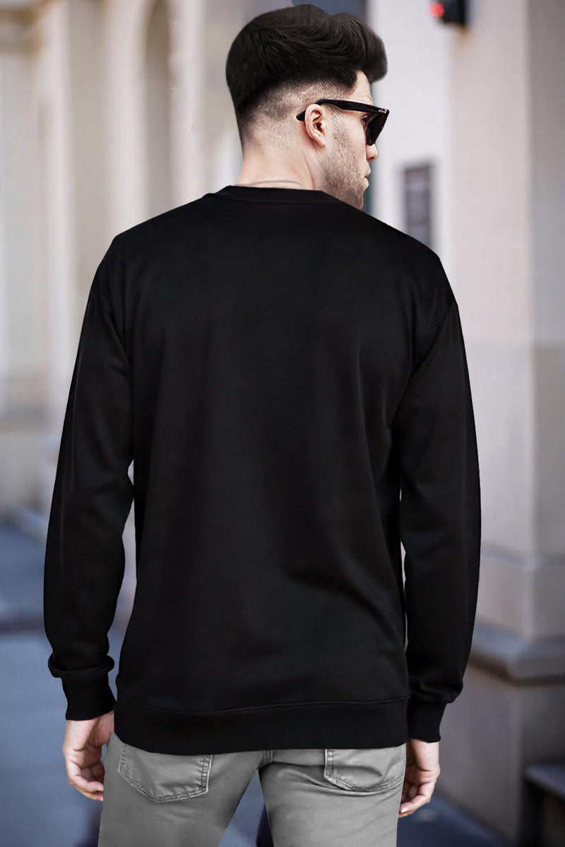 Mens Full Sleeve Round Neck T-shirt Plain / Black