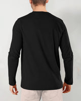 Men Solid V Neck Cotton Blend T-Shirt / Black