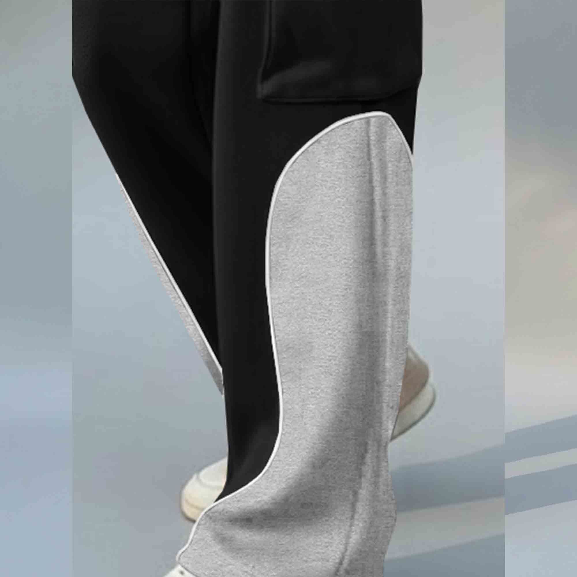 Men Pockets Dual Color Baggy Cargo Pant Black & Grey